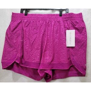 NEW Athleta‎ Printed Mesh Racer Run 4" Shorts Womens 2XL Magenta Striped Lined